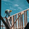 Construction worker framing house
